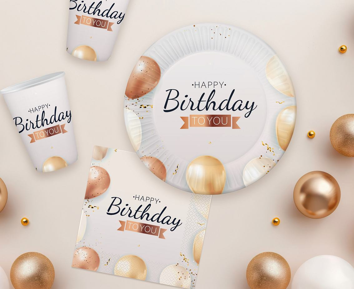 Paper plates Happy Birthday, 18 cm, 6 pcs.